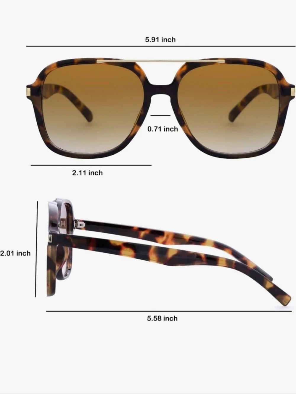 RETRO Unisex Aviator Sunglasses - Black & Tortoise shell - 2 PACK